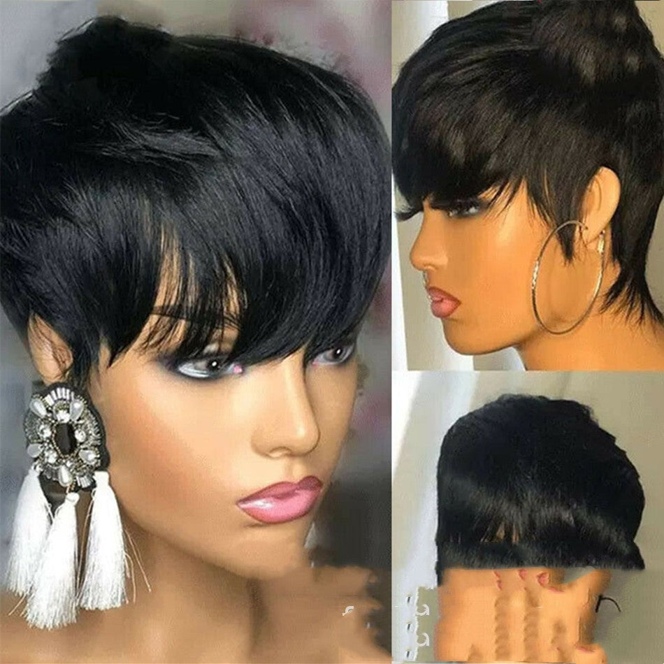 Regal™ Wig Black Short Straight Pixie Cut