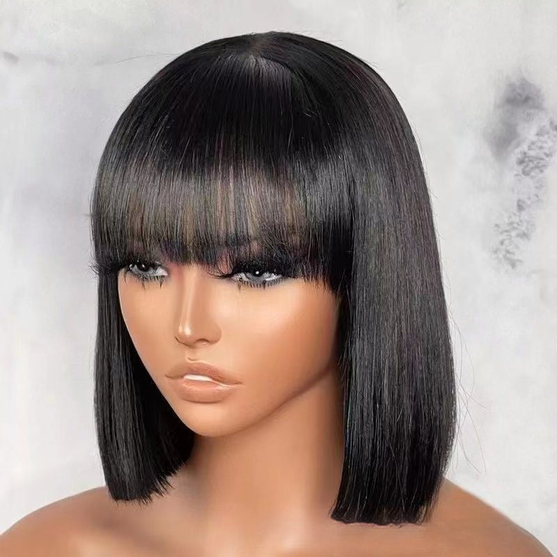 Regal™ Hair Wig Bob With Bangs Realistic Look Lace Split Top Black
