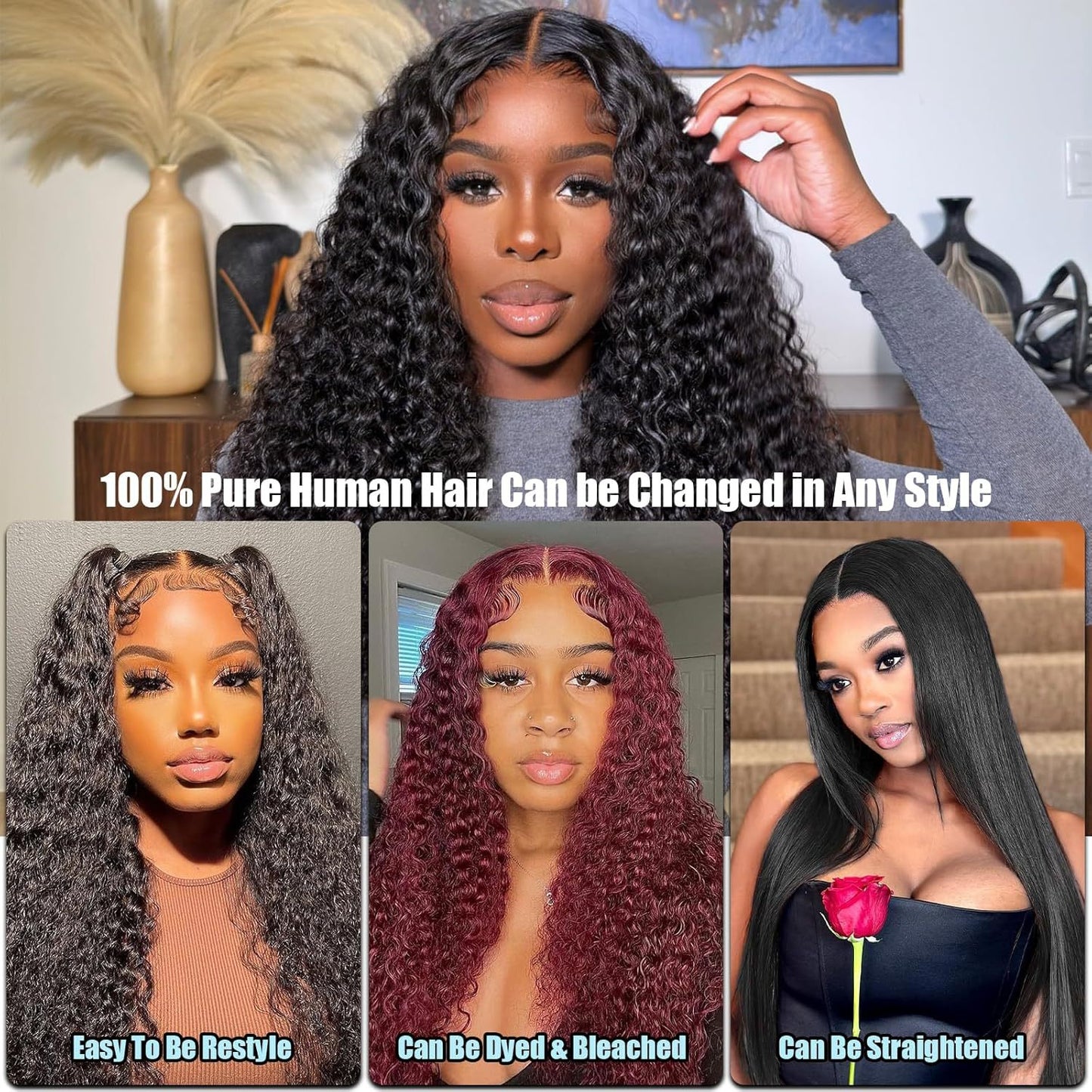 Regal™ Front Lace Human Hair Deep Wave Wig