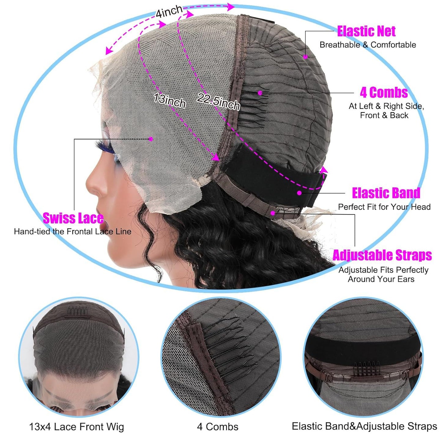 Regal™ Front Lace Human Hair Deep Wave Wig