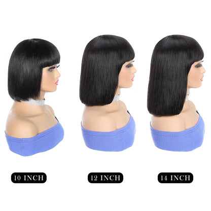 Regal™ Hair Wig Bob With Bangs Realistic Look Lace Split Top Black