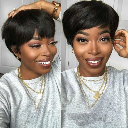 Regal™ Wig Black Short Straight Pixie Cut