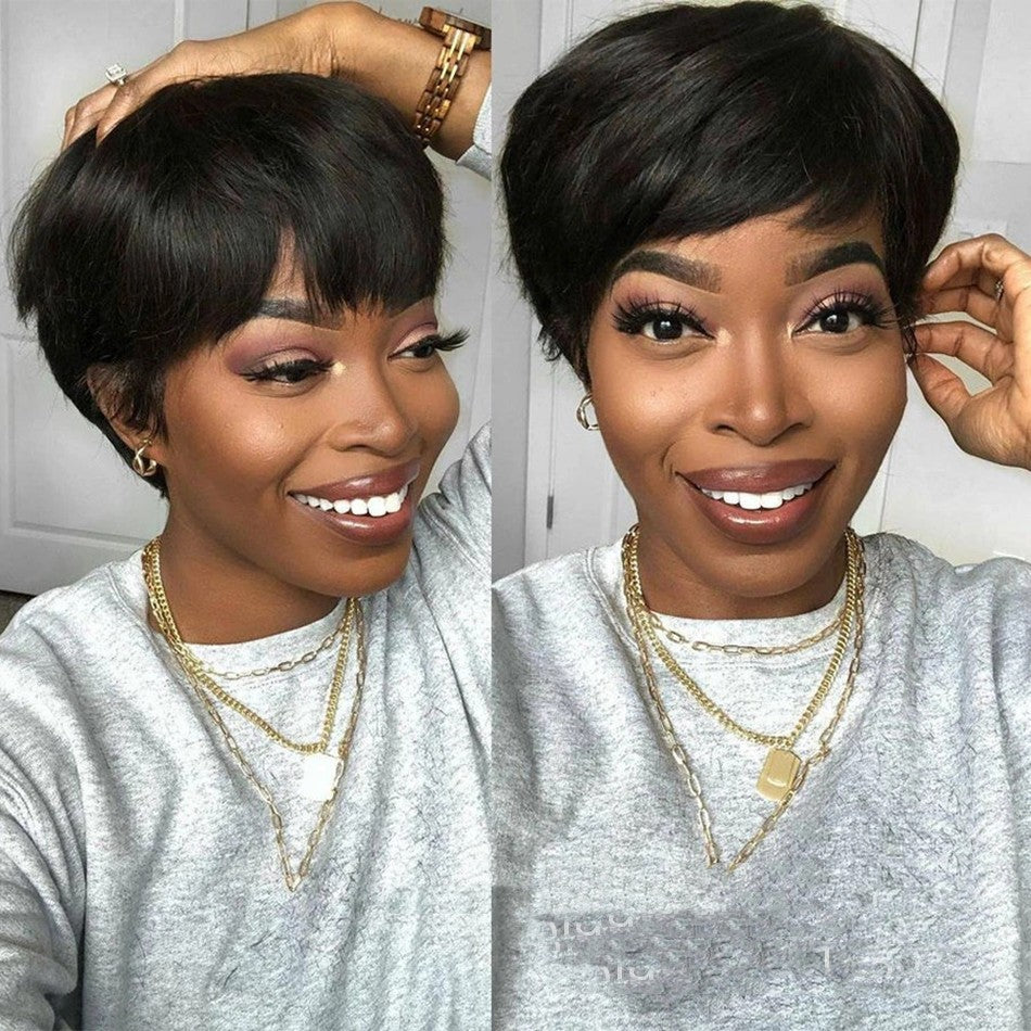 Regal™ Wig Black Short Straight Pixie Cut