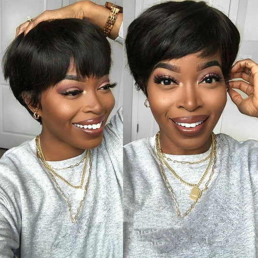 Regal™ Wig Black Short Straight Pixie Cut
