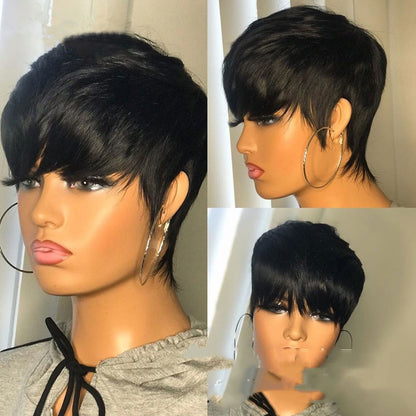 Regal™ Wig Black Short Straight Pixie Cut